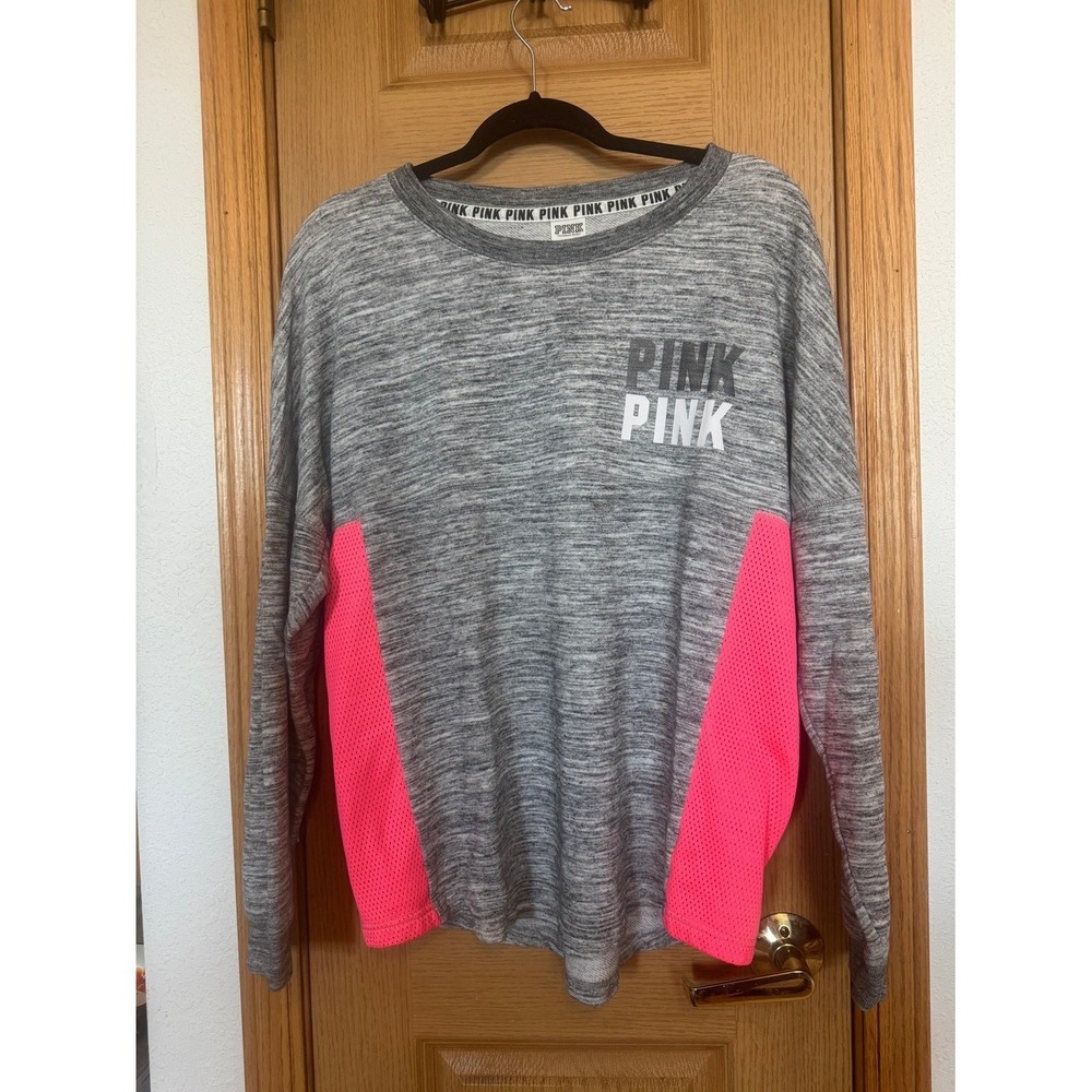 Women's PINK Victoria's Secret Sweatshirt Size M Gray and Pink